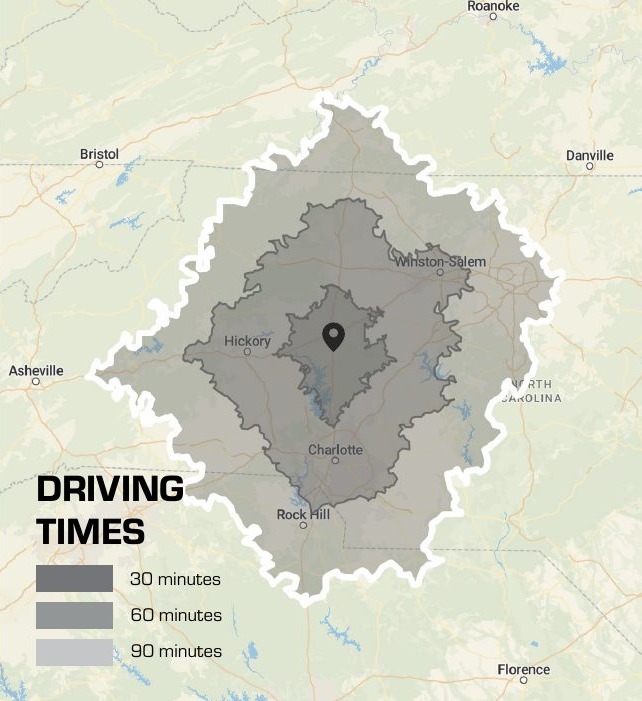 Regional drive-time map
